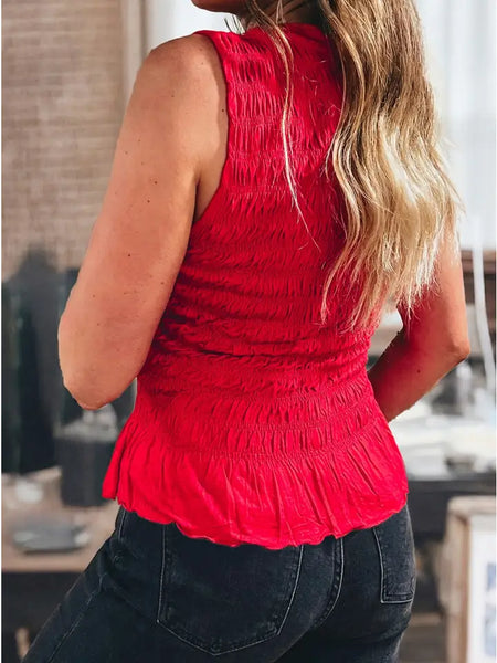 Smocked Sleeveless Top