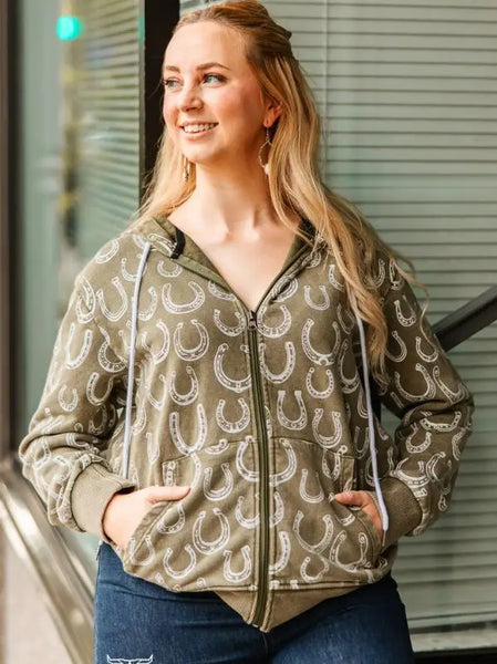 Mineral Wash Horseshoe Hoodie