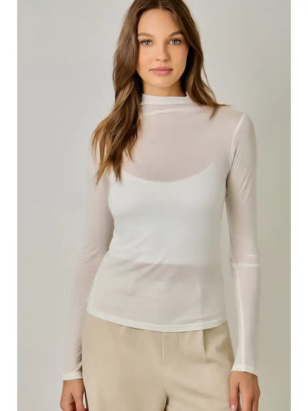 Mock Neck Tencel Top