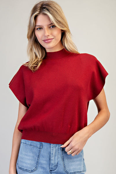 Mock Neck Short Sleeve Top