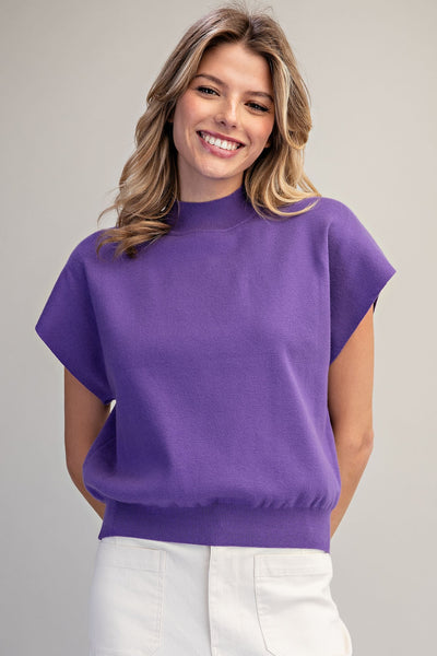 Mock Neck Short Sleeve Top