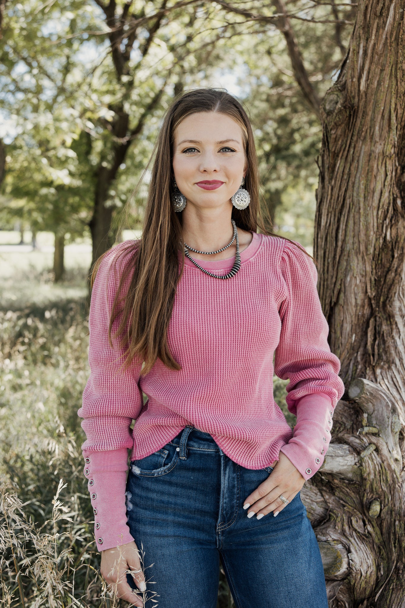 Urban Daizy Waffle Knit Long Sleeve Top