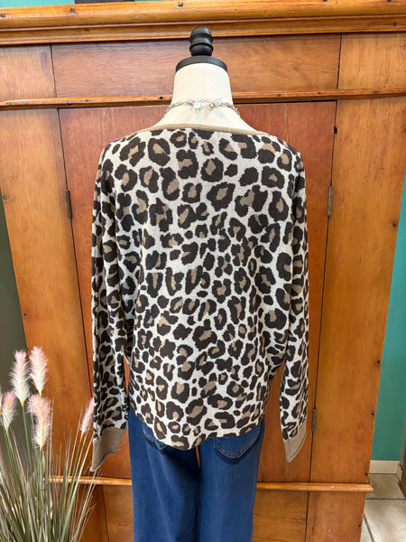 Leopard Jacquard Dolman Sleeve Top