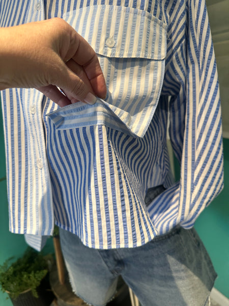 Ee:some Color Block Stripe Shirt