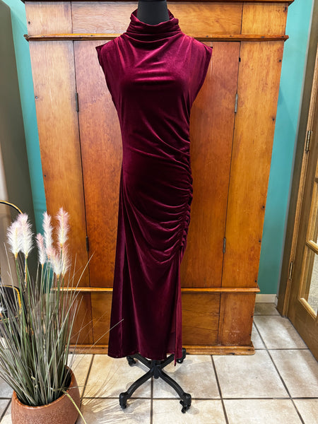 Ruched Velvet Maxi Dress