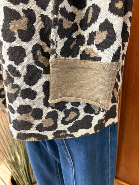 Leopard Jacquard Dolman Sleeve Top