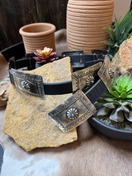 Barbosa Creations Embossed Flower Concho Belt