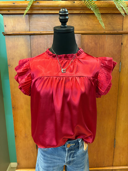 Pleated Ruffle Sleeveless Top