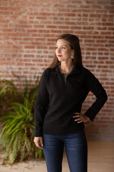 Quarter Zip Textured Sweatshirt