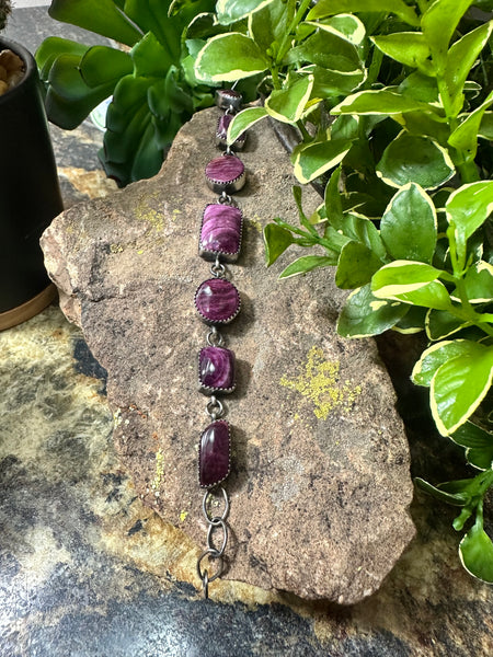 7 Stone Purple Spiny Oyster Bracelet