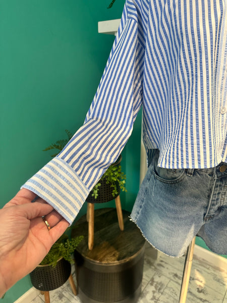 Ee:some Color Block Stripe Shirt