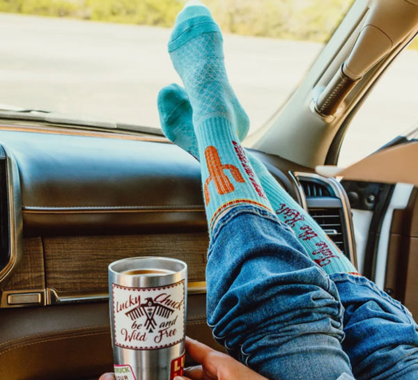 Lucky Chuck Take The Risk Socks in Pink & Turquoise