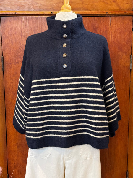 Mock Neck Stripe Sweater