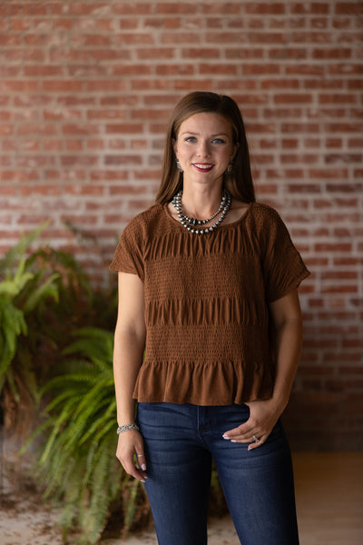 Mineral Washed Smocked Top