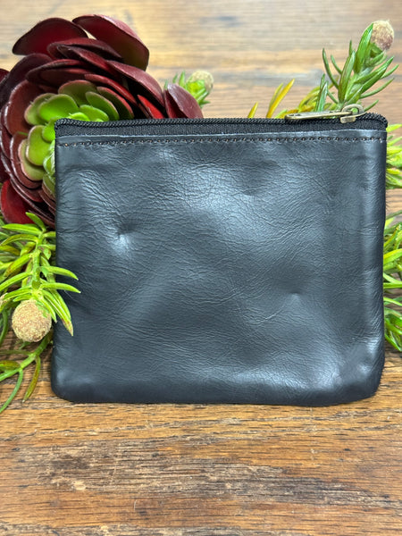 Cowhide Zip Coin Purse