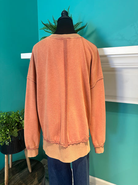Easel Long Sleeve Flower Patch Top