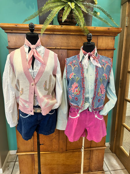 Pink Cactus Button Vest