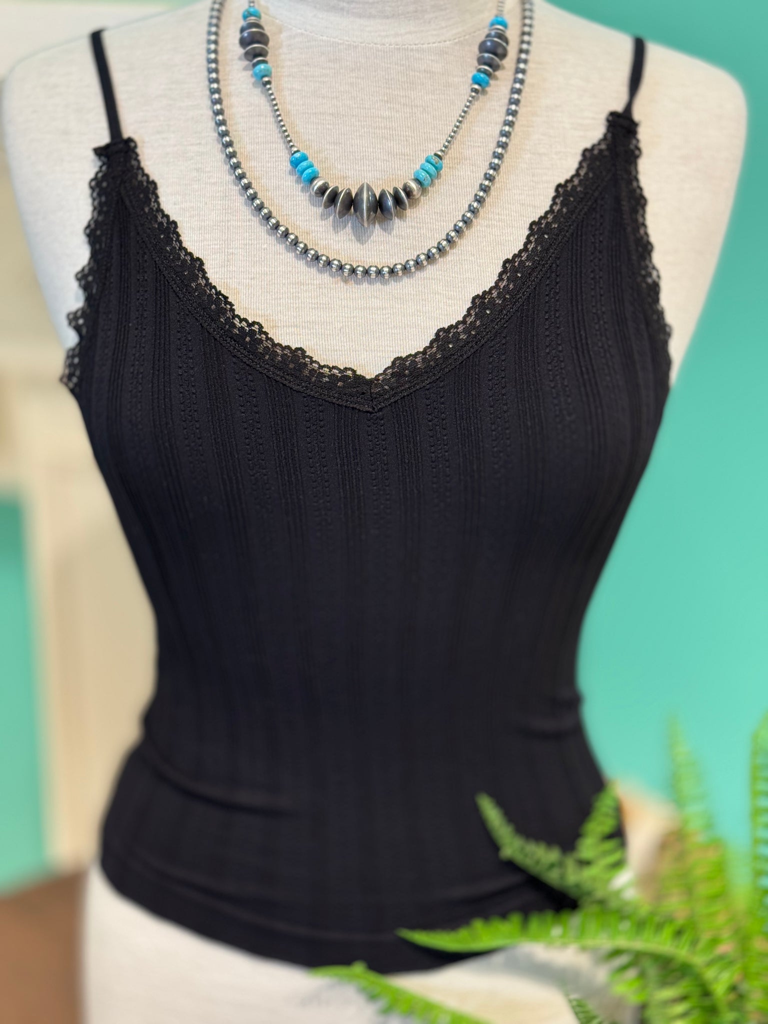Lace Trim Textured Cami