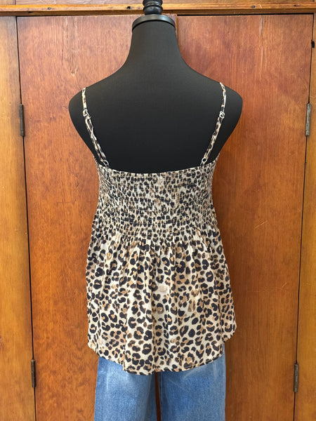 Smocked Leaopard Cami Top