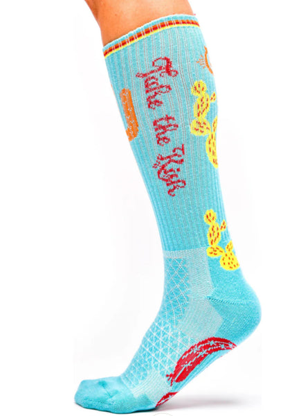 Lucky Chuck Take The Risk Socks in Pink & Turquoise