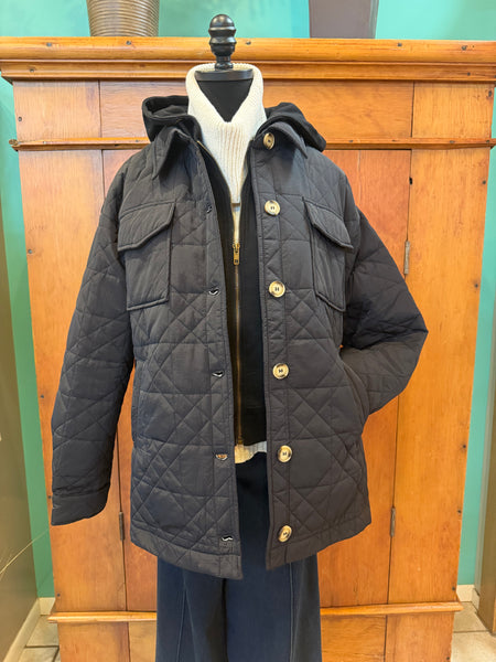Quilted Shacket with Hoodie