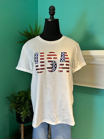 USA Flag Sequin Tee