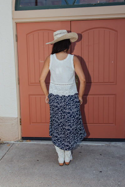 Embroidered Eyelet Sleeveless Top