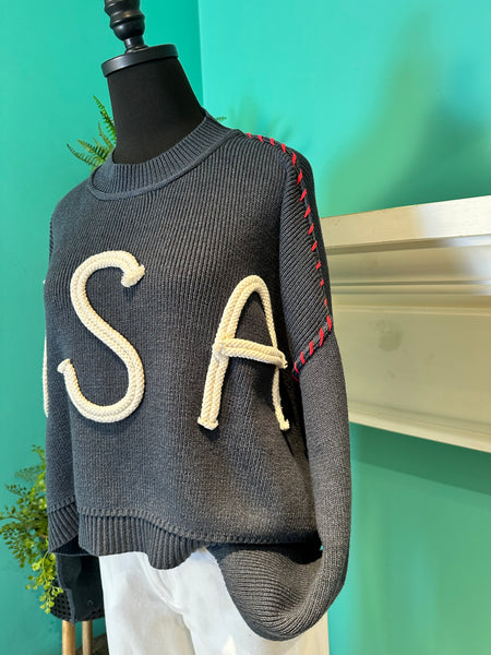 USA Rope Letter Sweater