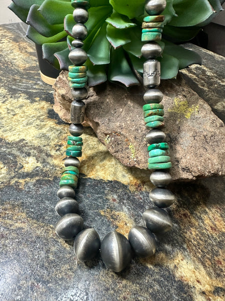 Rose Martin Handmade Navajo Pearls/Green Turquoise