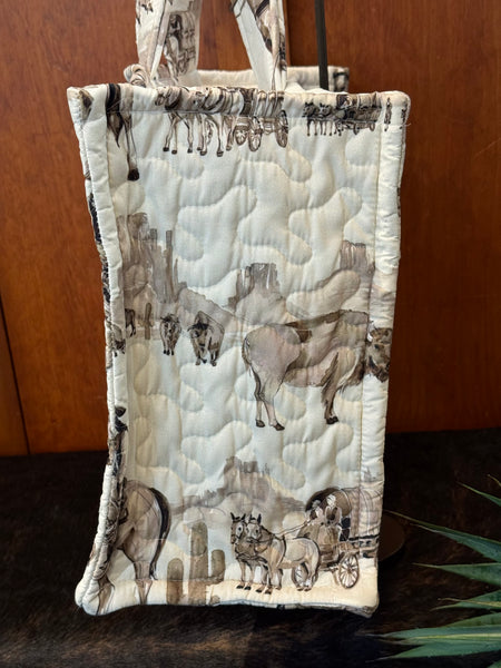 Elise Trail Brown Quilted Tote Bag