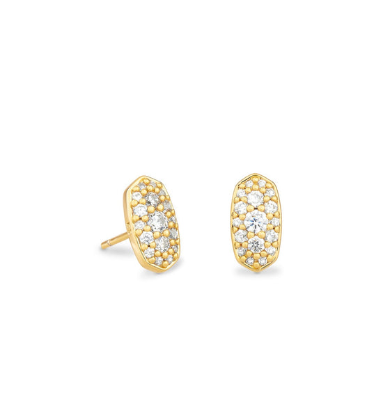 Kendra Scott Grayson Crystal Stud Earring Gold Metal White CZ