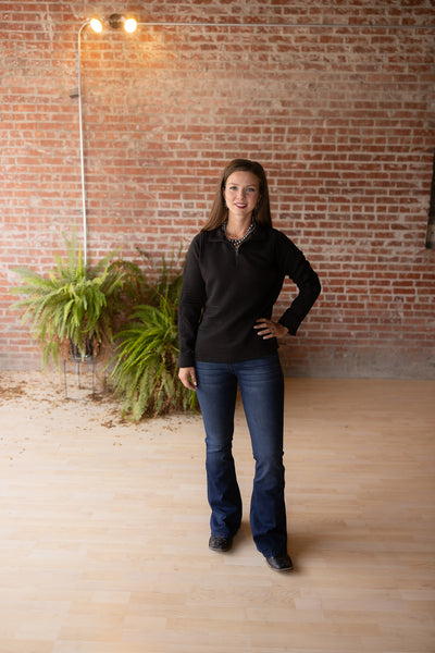 Quarter Zip Textured Sweatshirt