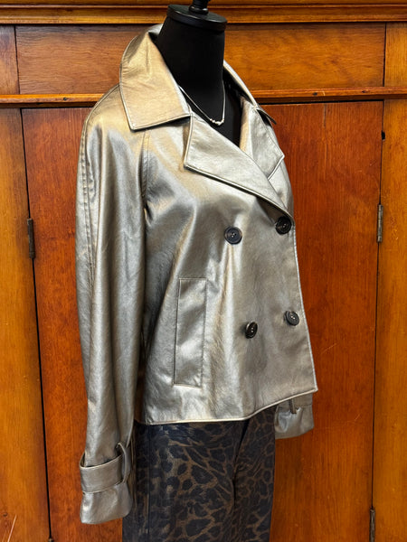 Double-Breasted Faux Leather Jacket