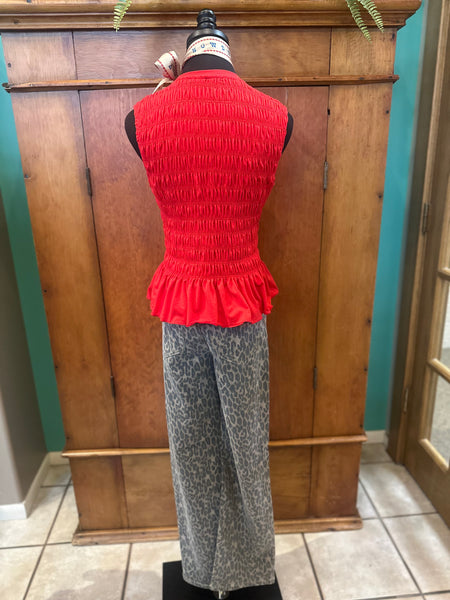 Smocked Sleeveless Top