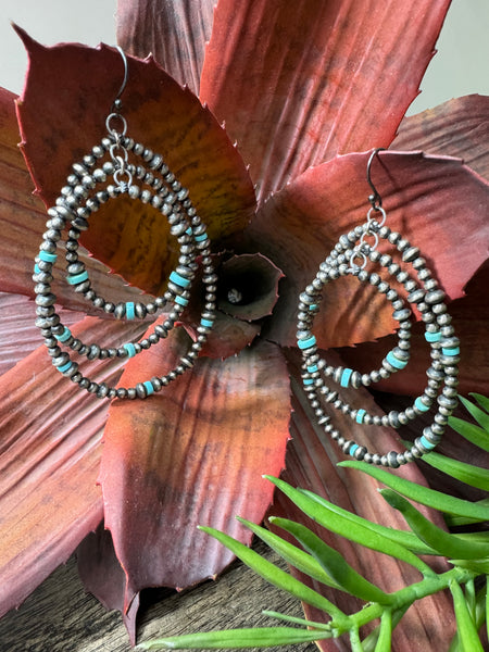 3mm Saucer Turquoise 3 Loop Earring First American