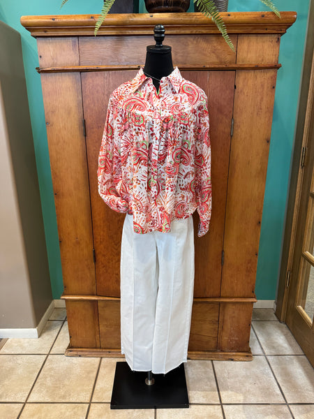 Paisley Printed Long Sleeve Top