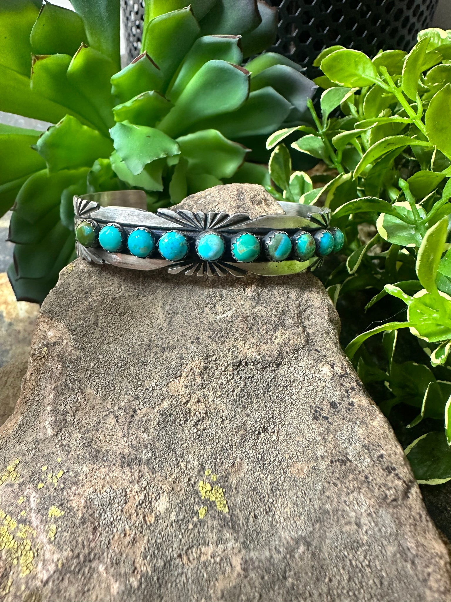 10 Stone Turquoise Cuff Bracelet