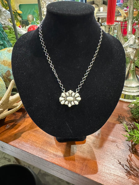 Oval Cluster White Buffalo Necklace