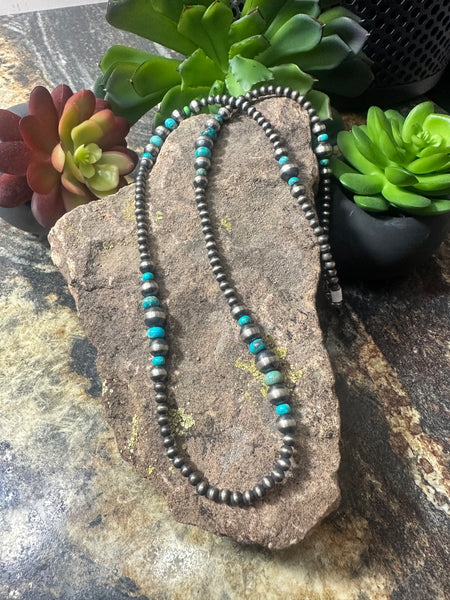 24” Varied Navajo Pearl/Turquoise Necklace