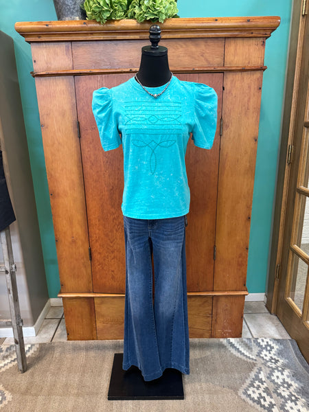 Lucky & Blessed Boot Stitch Embroidered Shirt