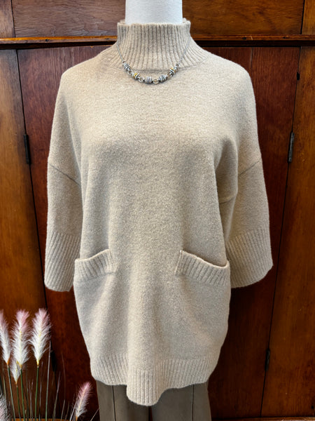 Mock Neck Lightweight Sleeve Sweater