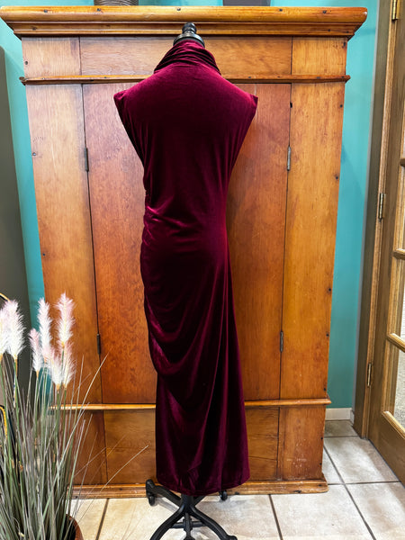 Ruched Velvet Maxi Dress