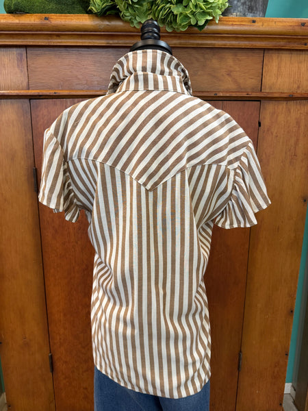 Howdy Hanny Pearl Snap Flutter Sleeve Top