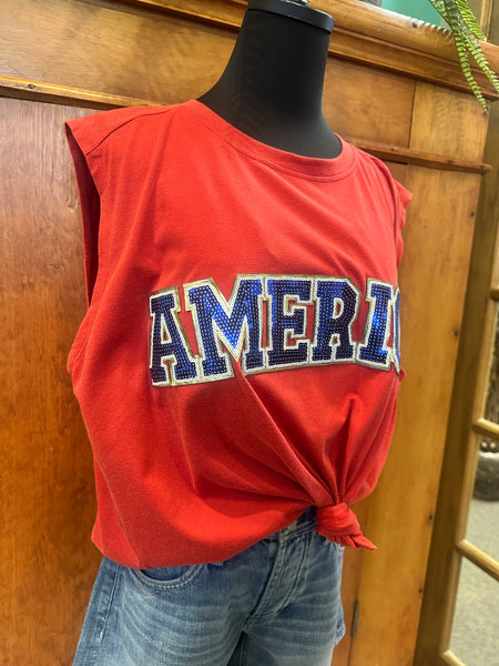 America Sequin Sleeveless Top