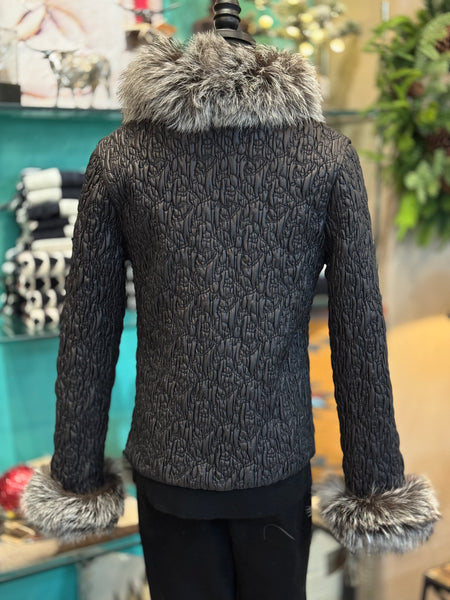 Stretch Leather Jacket W/Silver Fox