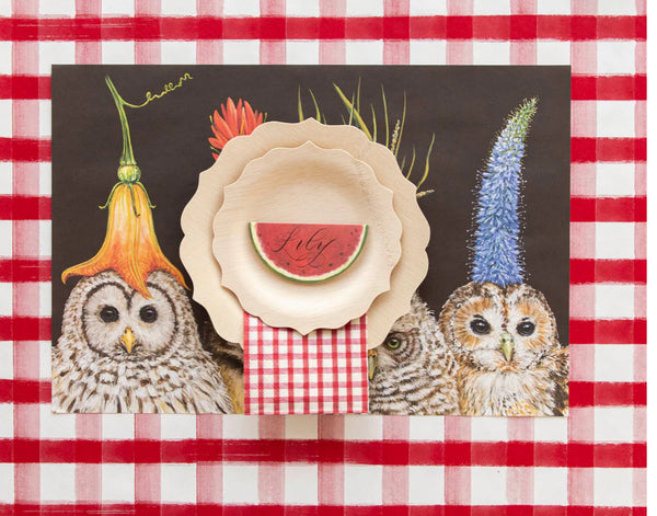 Hester & Cook Red Painted Check Table Runner