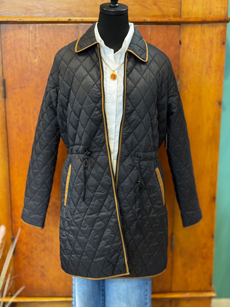 Raglan Quilted Coat W/ Cinched Waist