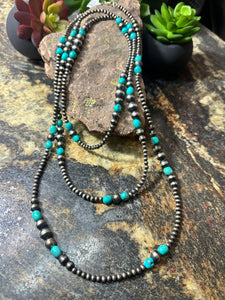 4-6-7-8 MM Turquoise/Navajo Pearl Necklace