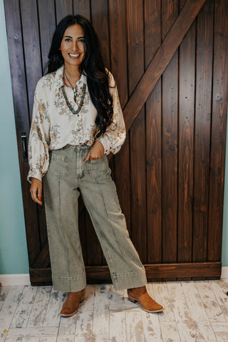 Entro Wide/Cuff Seaming Details Denim Pant