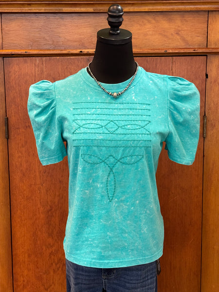 Lucky & Blessed Boot Stitch Embroidered Shirt